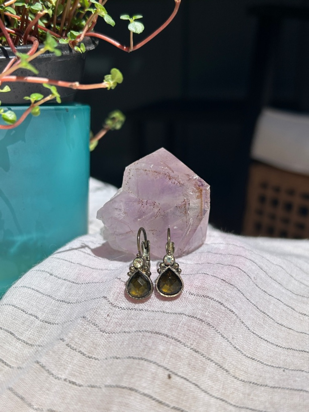Yellow Crystal Teardrop Dangle Earrings - Women Jewelry